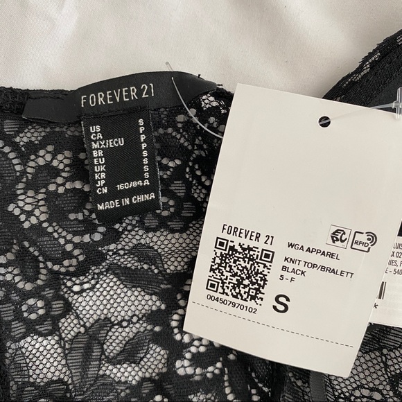 NWT Forever 21 floral lace cami bralette - black - size S - Picture 5 of 5